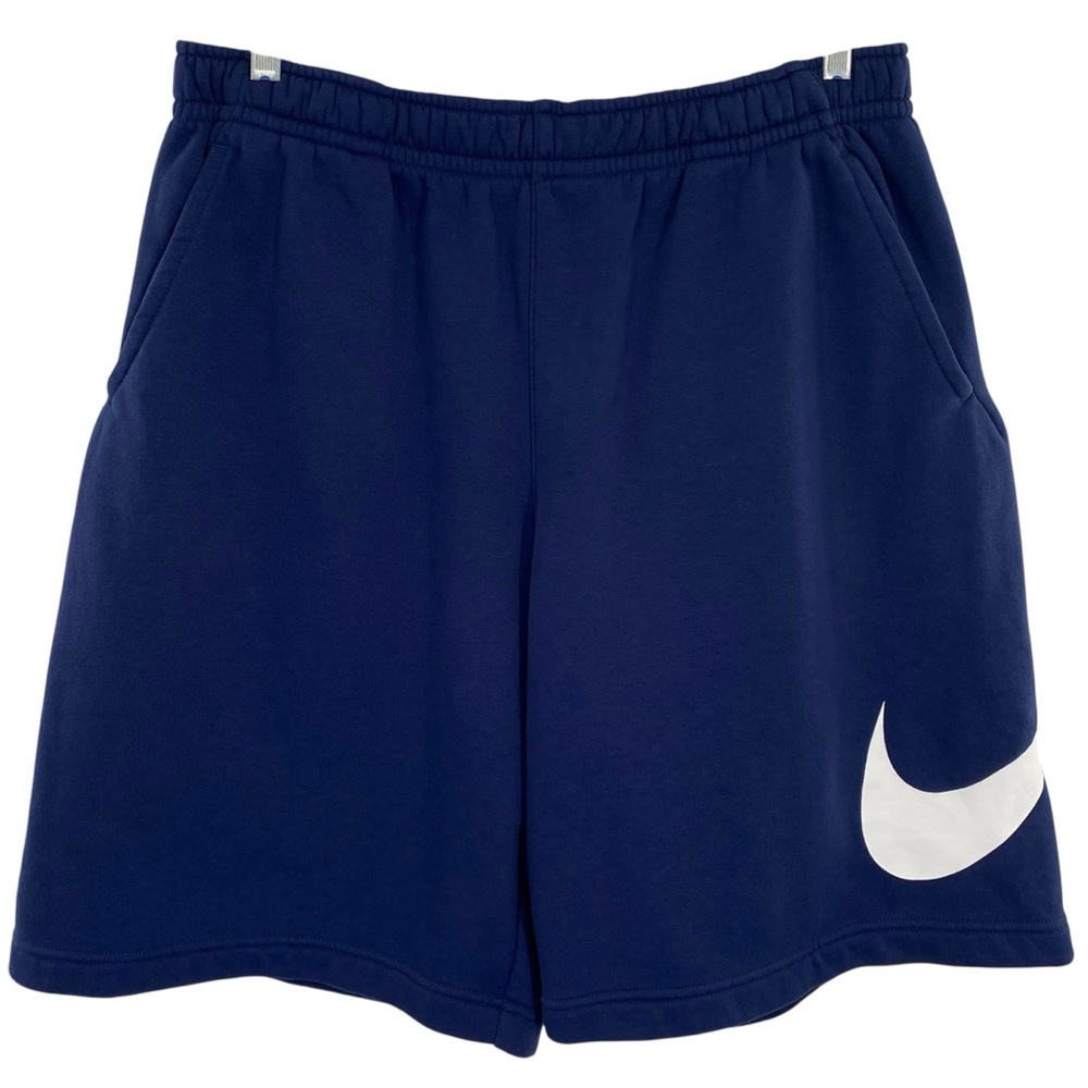 Nike Mens Cotton Jogger Shorts Navy Blue Swoosh Logo